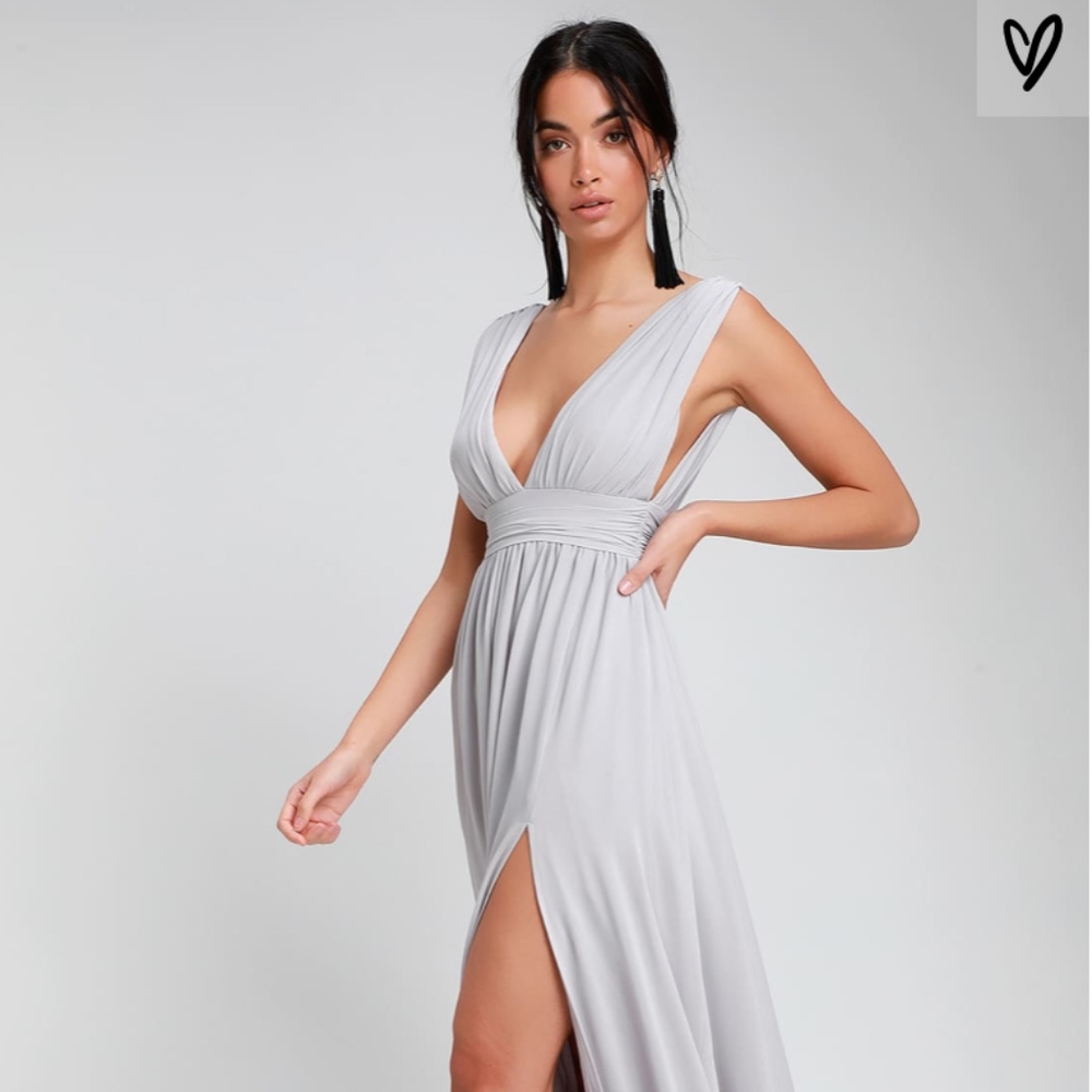 Lulu's Heavenly Hues Light Grey Maxi Dress